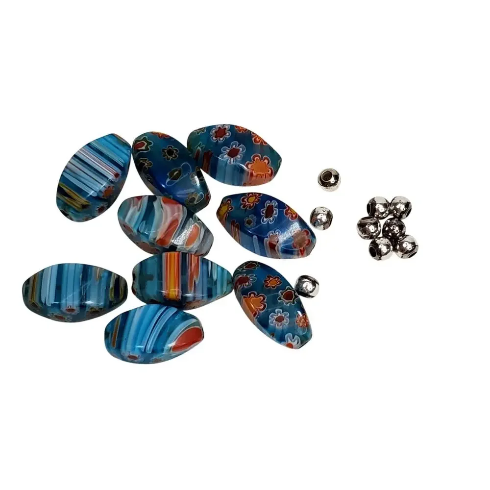 Vtg Millefiori Loose Venetian Lampwork Glass Beads Lot of 9